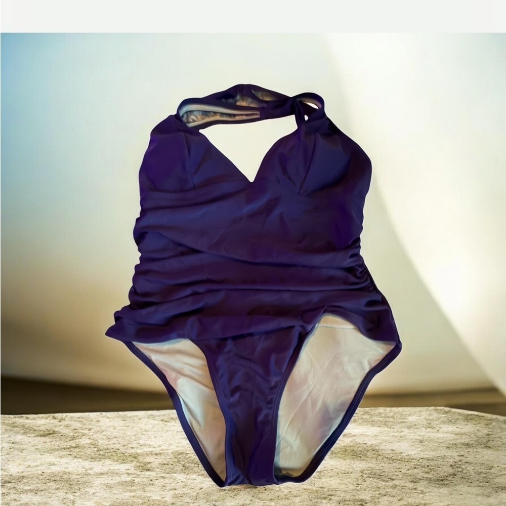 Cupshe Purple Crisscross Back One Piece Swimsuit - Picture 4 of 9